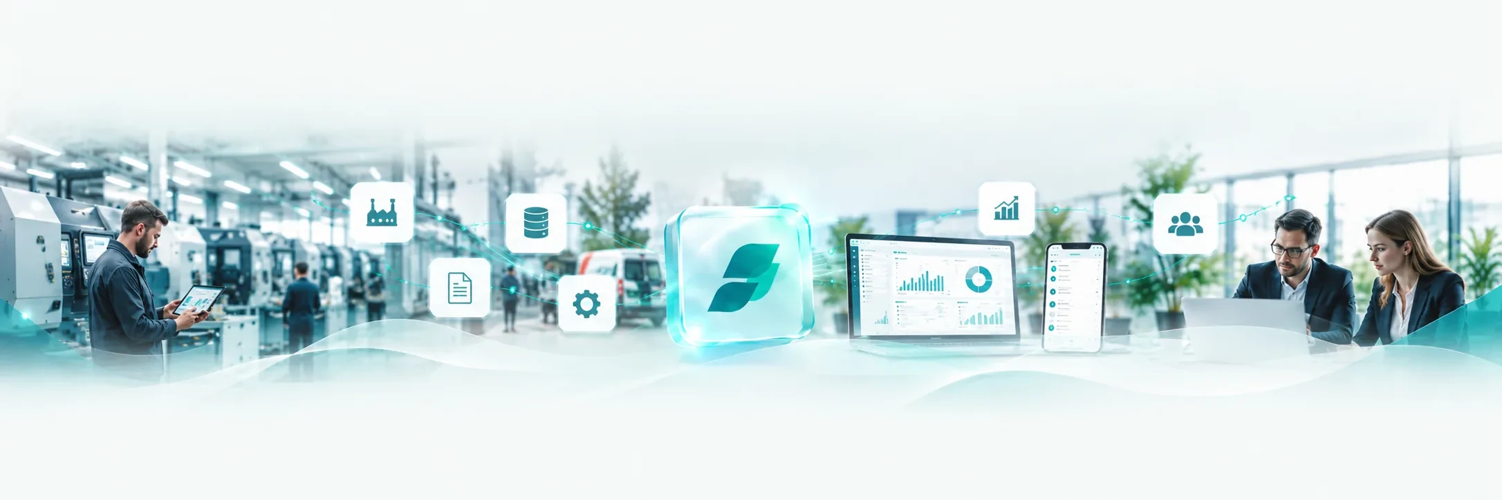 Industrieproduktion, Datenintegration, digitale Anwendungen und Management im verbundenen DroneApps-Prozess